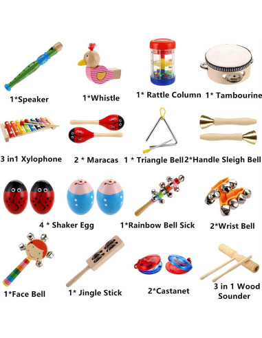 Set de Instrumentos Musicales de Madera Yopay 25 Piezas