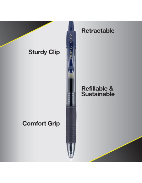 Bolígrafos de Gel Pilot G2, Punta Fina 0.7 mm, Colores Asortidos Bolígrafos de Gel Pilot G2, Punta Fina 0.7 mm, Colores Asortidos