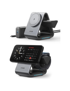 Soporte de Carga 3-en-1 Anker MagSafe 15W para iPhone y Apple Watch
