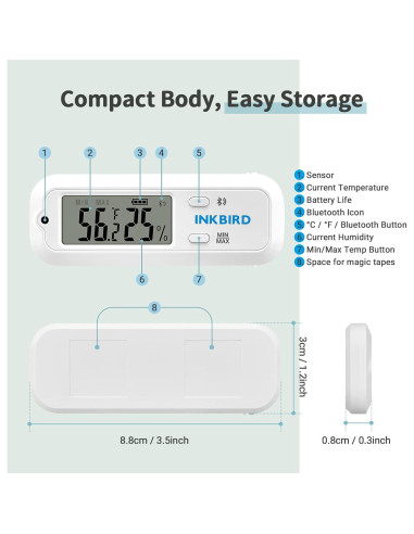 Termómetro e Higrómetro Digital Inkbird Bluetooth Mini