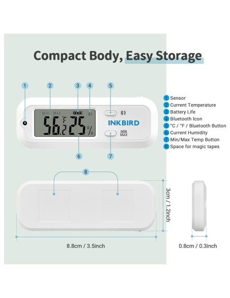 Termómetro e Higrómetro Digital Inkbird Bluetooth Mini Termómetro e Higrómetro Digital Inkbird Bluetooth Mini