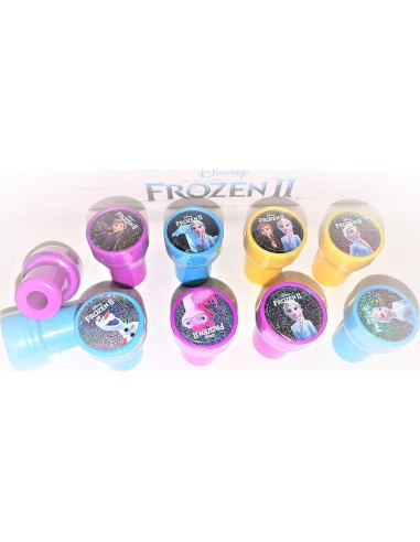 10 Sellos de Tinta Automática Disney Frozen II - Regalo Cumpleaños