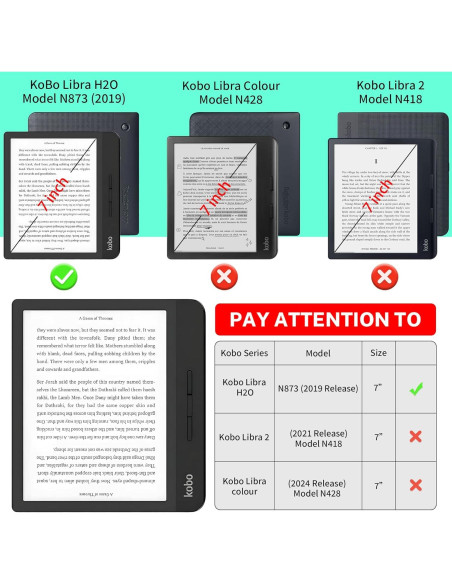 Funda Protectora Protycover para Kobo Libra H2O - Cuero PU, Automático Funda Protectora Protycover para Kobo Libra H2O - Cuero PU, Automático