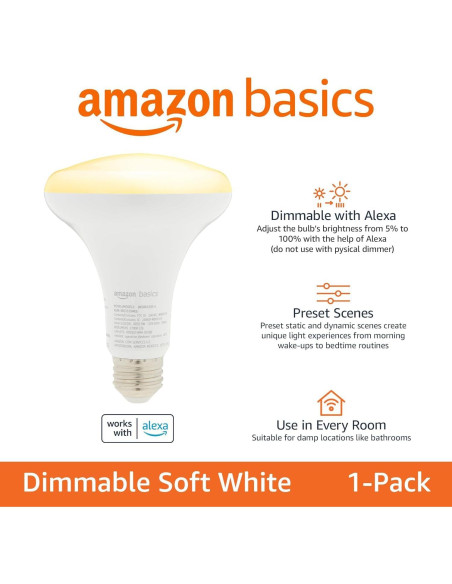 Bombilla LED Inteligente BR30 Amazon Basics 9W Regulable 800LM Bombilla LED Inteligente BR30 Amazon Basics 9W Regulable 800LM