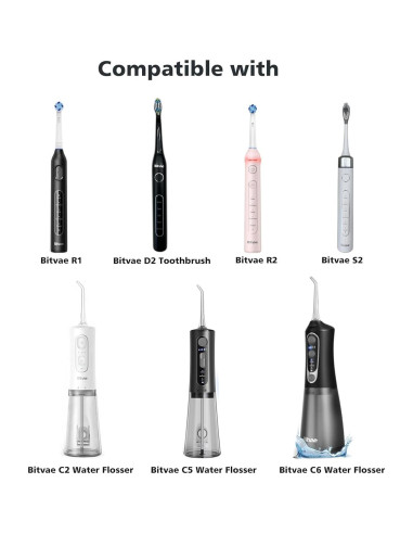 Cargador de irrigador dental Bitvae C2/C5/C6 y cepillos D2/S2/R1/R2
