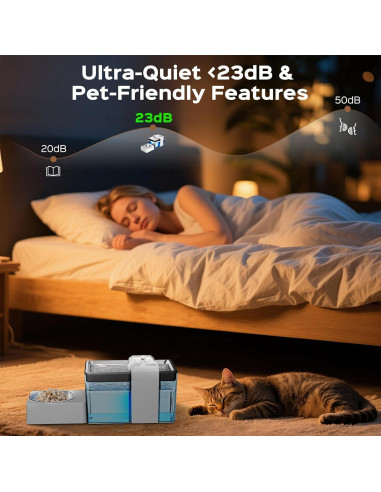 Fuente de Agua Automática YUSMOO 2 en 1 2.2L Acero Inoxidable