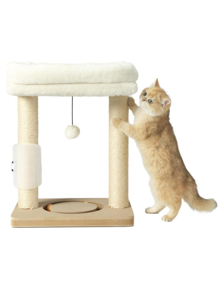 Torre para Gatos RUBMEOW con Poste Rascador y Cama Beige Torre para Gatos RUBMEOW con Poste Rascador y Cama Beige