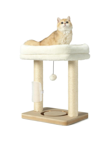 Torre para Gatos RUBMEOW con Poste Rascador y Cama Beige