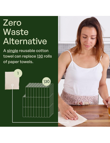 Paquete de 20 Toallas de Papel Reutilizables Mioeco - Algodón Orgánico