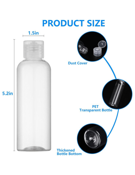 Paquete de 4 Botellas de Viaje DTDNZKN 100ml Aprobadas por TSA Paquete de 4 Botellas de Viaje DTDNZKN 100ml Aprobadas por TSA