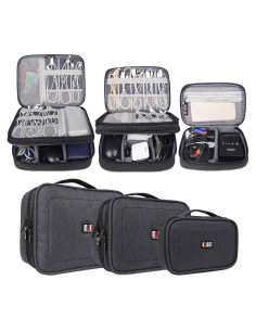 Organizador Electrónico BUBM 3 Pcs Bolsa de Viaje Negra