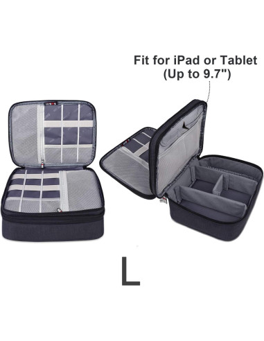 Organizador Electrónico BUBM 3 Pcs Bolsa de Viaje Negra