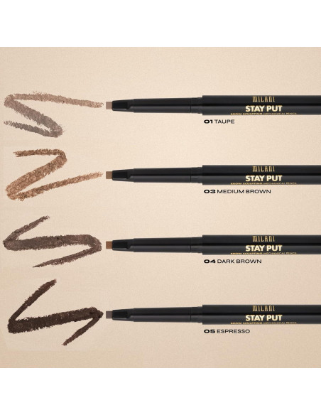 Lápiz Mecánico para Cejas Milani Stay Put - Marrón Medio Lápiz Mecánico para Cejas Milani Stay Put - Marrón Medio