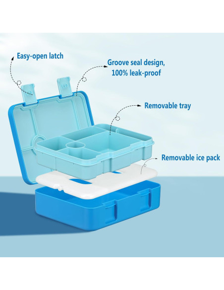 Caja de Almuerzo JOOPETALK Azul 5 Compartimentos Reutilizable Caja de Almuerzo JOOPETALK Azul 5 Compartimentos Reutilizable