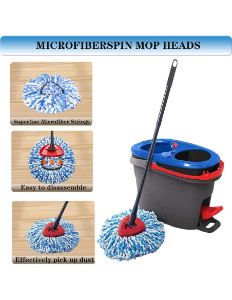 Cabezas de Repuesto para Mop 4 Pack Fazlynyi Microfibra Cabezas de Repuesto para Mop 4 Pack Fazlynyi Microfibra