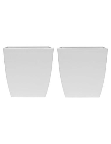 Maceta Cuadrada Autorriego HC Companies 25.4 cm Blanco Mate - 2 Pzas