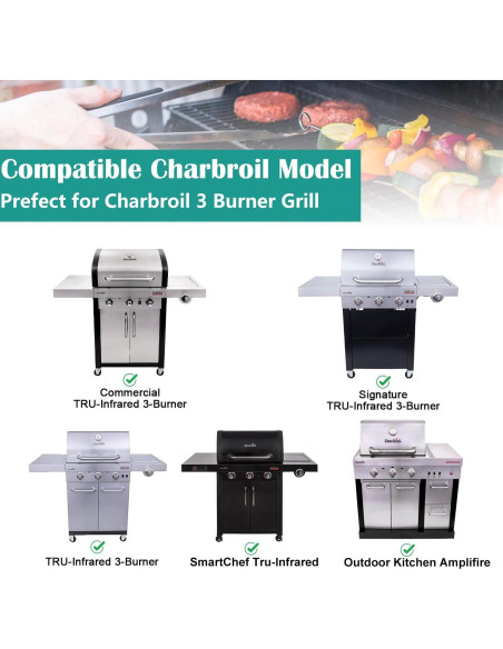 Rejillas de hierro fundido EasiBBQ para Charbroil 3 quemadores Rejillas de hierro fundido EasiBBQ para Charbroil 3 quemadores