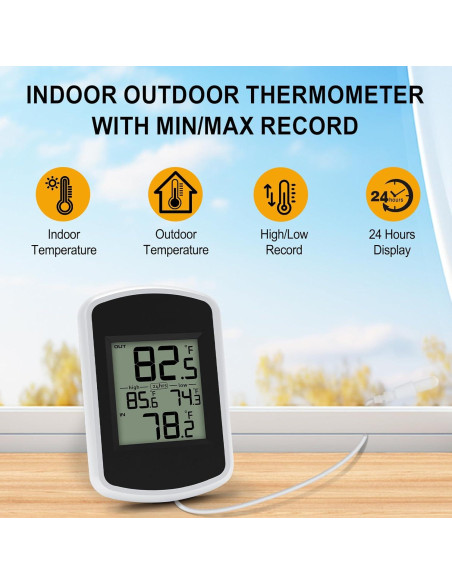 Termómetro Digital Interior Exterior AIRAIN WS0048 2m Sonda Termómetro Digital Interior Exterior AIRAIN WS0048 2m Sonda