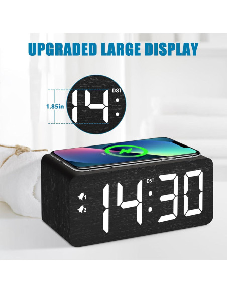 Reloj Despertador Digital URAYCO de Madera con Cargador 10W Reloj Despertador Digital URAYCO de Madera con Cargador 10W