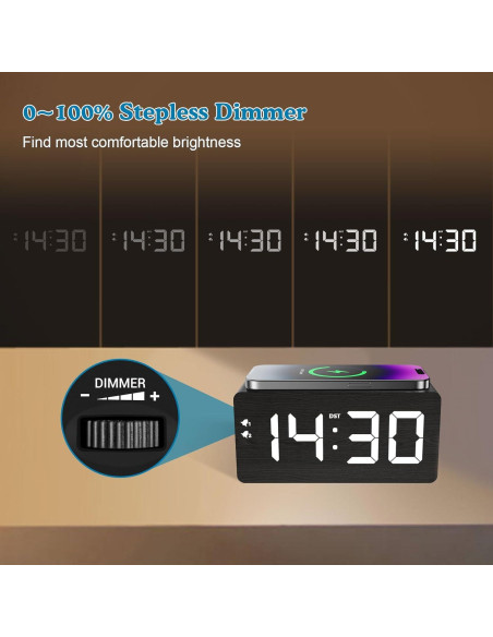 Reloj Despertador Digital URAYCO de Madera con Cargador 10W Reloj Despertador Digital URAYCO de Madera con Cargador 10W