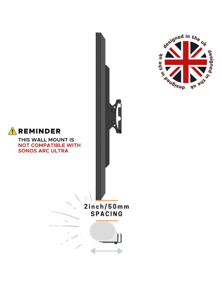 Soporte de Pared Soundbass Arc Negro Ajustable para Sonos Arc Soporte de Pared Soundbass Arc Negro Ajustable para Sonos Arc