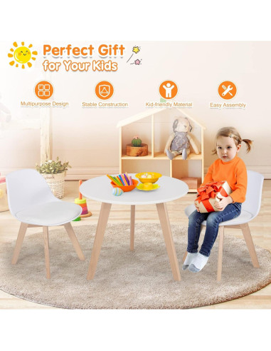 Conjunto de Mesa y Sillas para Niños Costzon, 3 Piezas, Madera