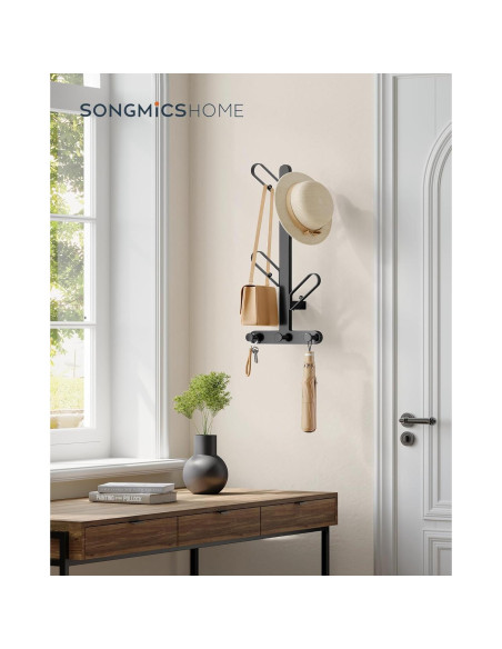Perchero de Pared SONGMICS HOME Negro Tinta 7 Ganchos 21 kg Perchero de Pared SONGMICS HOME Negro Tinta 7 Ganchos 21 kg