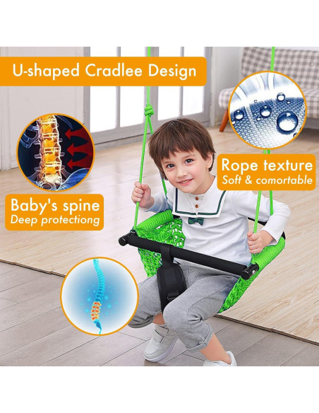Asiento de columpio para niños Hi-Na verde ajustable 100-180cm Asiento de columpio para niños Hi-Na verde ajustable 100-180cm