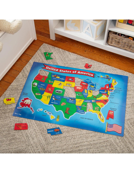 Rompecabezas de Piso Melissa & Doug Mapa EE. UU. 51 Piezas 61x91cm Rompecabezas de Piso Melissa & Doug Mapa EE. UU. 51 Piezas 61x91cm