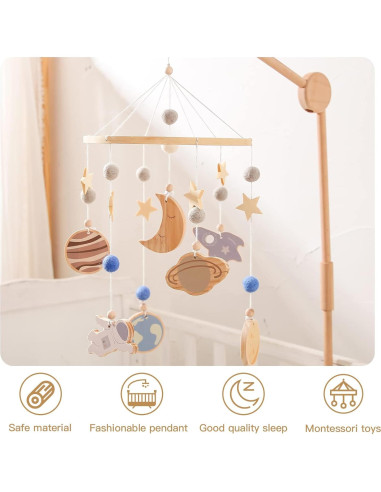 Móvil de Cuna Espacial Mamimami Home de Madera Ajustable