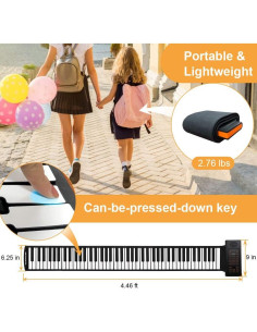 Piano Enrollable 88 Teclas Lamir con Pedal y Pegatinas 2