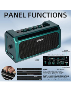 Amplificador Portátil EROK TG-08 Verde 10W con Bluetooth y Efectos 2