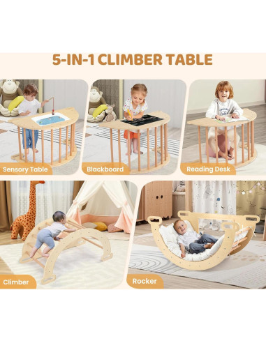 Escalador Arco Balancín JOYMOR 5-en-1 con Mesa Sensorial