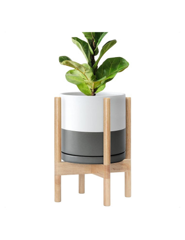 Maceta de Cerámica D'vine Dev 25.4 cm con Soporte Natural
