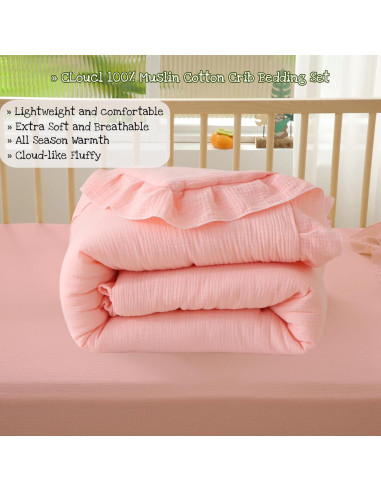 Juego de Ropa de Cuna CLoucl 3 Piezas Algodón Rosa