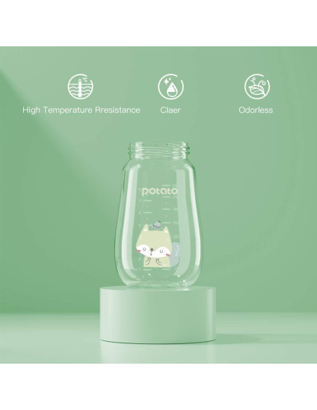 Botella de vidrio POTATO 240 ml anti-cólicos verde Botella de vidrio POTATO 240 ml anti-cólicos verde
