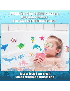 Calcomanías Antideslizantes WIBUE para Baño 16 PCS Animales Marinos 2