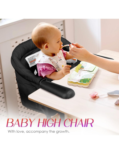 Silla Alta Plegable Portátil para Bebés 6-36 Meses - Negro Silla Alta Plegable Portátil para Bebés 6-36 Meses - Negro