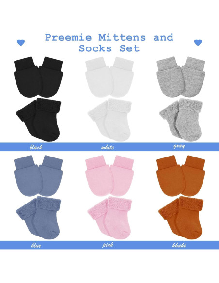 Juego de 6 Manoplas y Calcetines para Bebés Prematuros Breathffy Juego de 6 Manoplas y Calcetines para Bebés Prematuros Breathffy