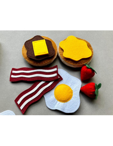 Juego de Desayuno de Fieltro Hecho a Mano 31 Piezas Montessori