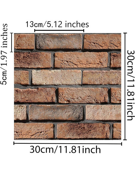 Paneles de Pared 3D Autoadhesivos Veczom Ladrillo Rojo 10 Unidades Paneles de Pared 3D Autoadhesivos Veczom Ladrillo Rojo 10 Unidades