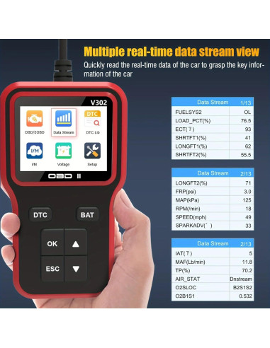 Herramienta de Diagnóstico OBD2 SKYOEM V302 con Pantalla 2.8"