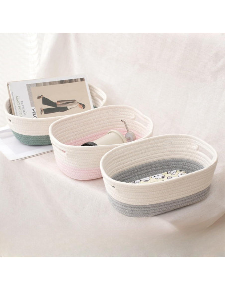 Cesta de Almacenamiento de Cuerda de Algodón YiYeraio 30.99x20.07cm 2Pcs Cesta de Almacenamiento de Cuerda de Algodón YiYeraio 30.99x20.07cm 2Pcs