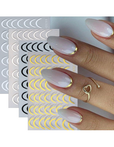 Calcomanías de Uñas Francesas SUTOZMIWE 8 Piezas Metálicas