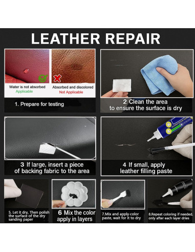 Kit de Reparación de Cuero Liccyy Marrón Claro 40ml Todo en Uno