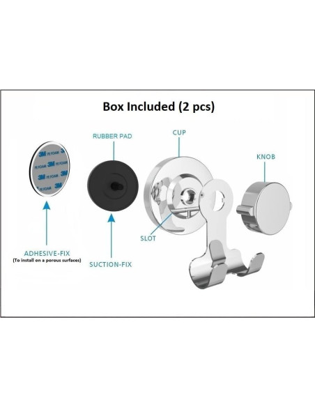 Ganchos de Ventosa Bathika para Baño y Cocina - Acero Inoxidable Ganchos de Ventosa Bathika para Baño y Cocina - Acero Inoxidable