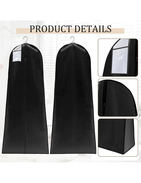 Bolsas para Vestidos de Novia Windyun 6 Piezas 180x80 cm Negro Bolsas para Vestidos de Novia Windyun 6 Piezas 180x80 cm Negro