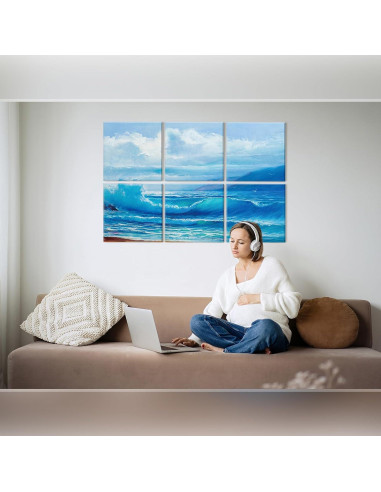 Paneles Acústicos Art Olas del Mar 182.88x121.92 cm - Paquete de 6