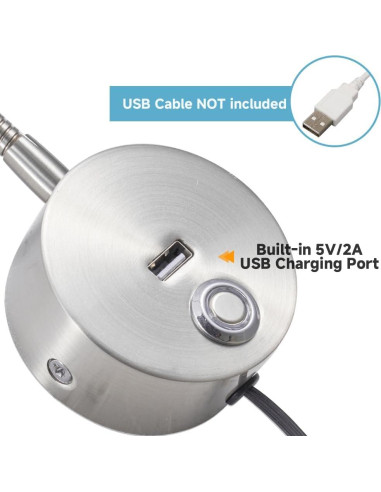 Luz de Lectura de Pared LED WisHomee Regulable con USB