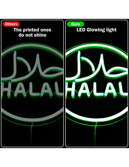 Cartel de Neón LED Halal Verde YvuYamg 24x8cm Regulable Cartel de Neón LED Halal Verde YvuYamg 24x8cm Regulable